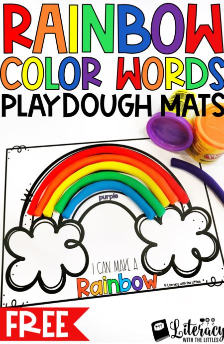 Rainbow Color Words Playdough Mats