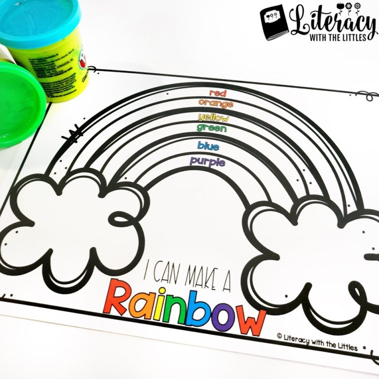 Rainbow Color Words Playdough Mats