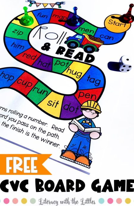 Free CVC Word Board Game